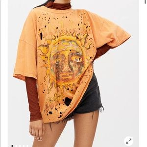 Urban Outfitters Sublime T-Shirt Dress Orange, Distressed S/M